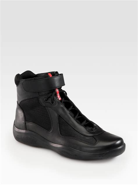 mens prada tennis shoes|prada men's high top sneakers.